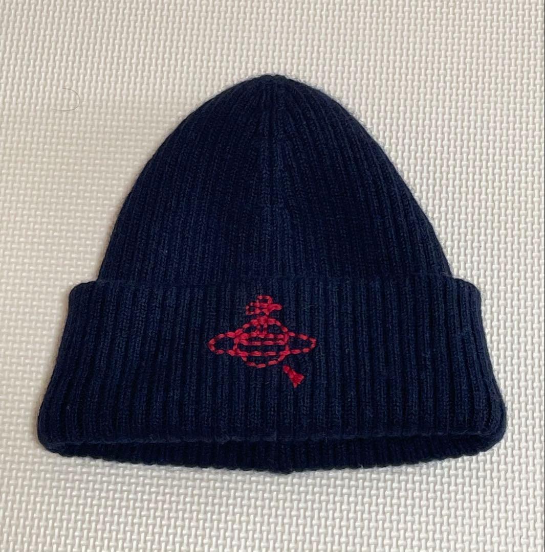 【Vivienne Westwood】 ニット帽子 ビーニー ネイビー