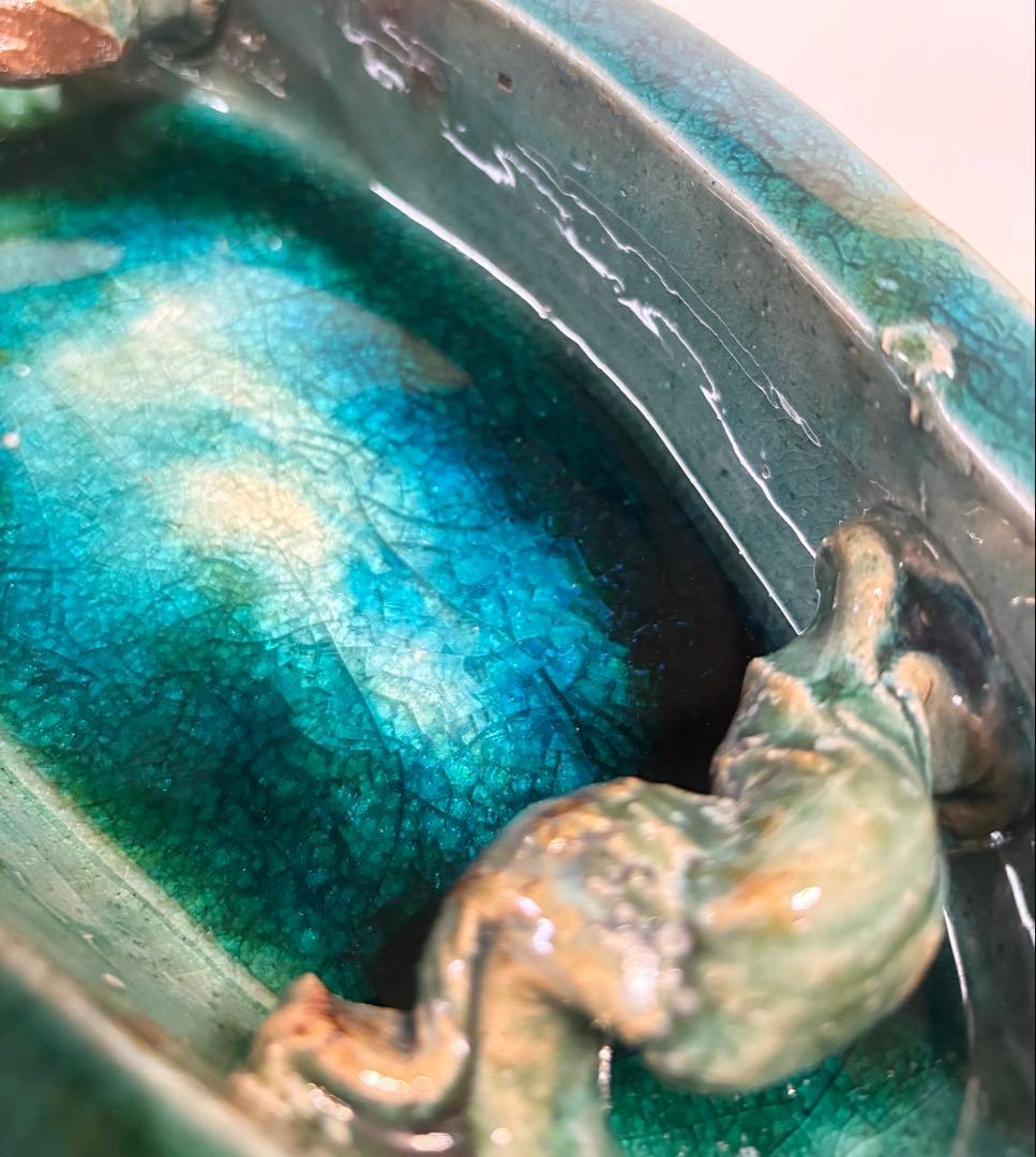 信楽焼 狸庵 舟型 水盤 花生 生け花 花器 舟 船 陶芸