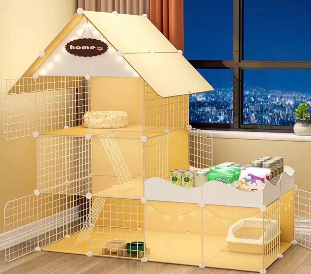 多層クリーム色ケージ・収納付き