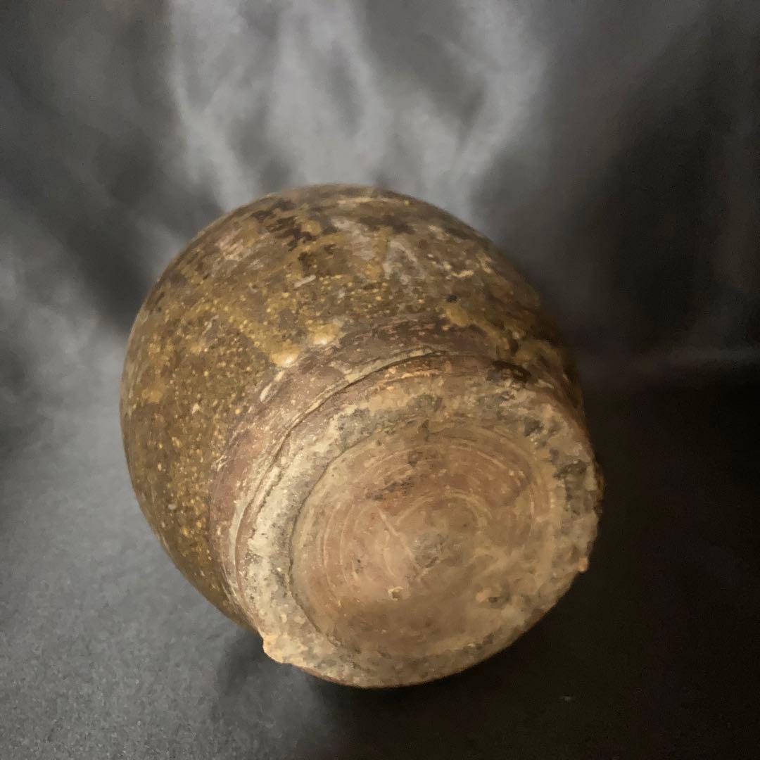 《赤字万博❗️》【三益】中国古美術　建窯藁灰釉双耳付壺（宋時代）【本物保証】