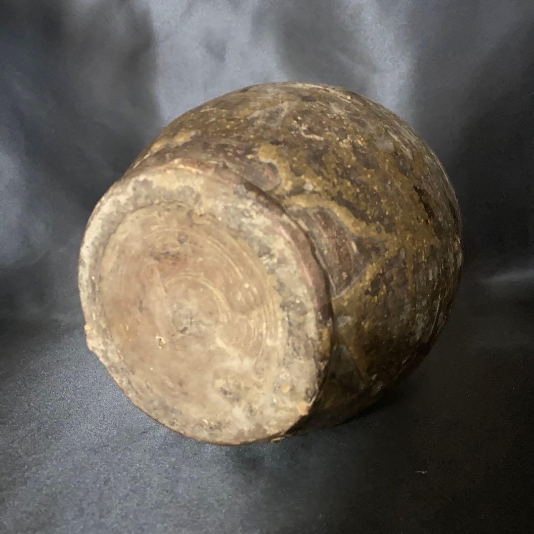 《赤字万博❗️》【三益】中国古美術　建窯藁灰釉双耳付壺（宋時代）【本物保証】