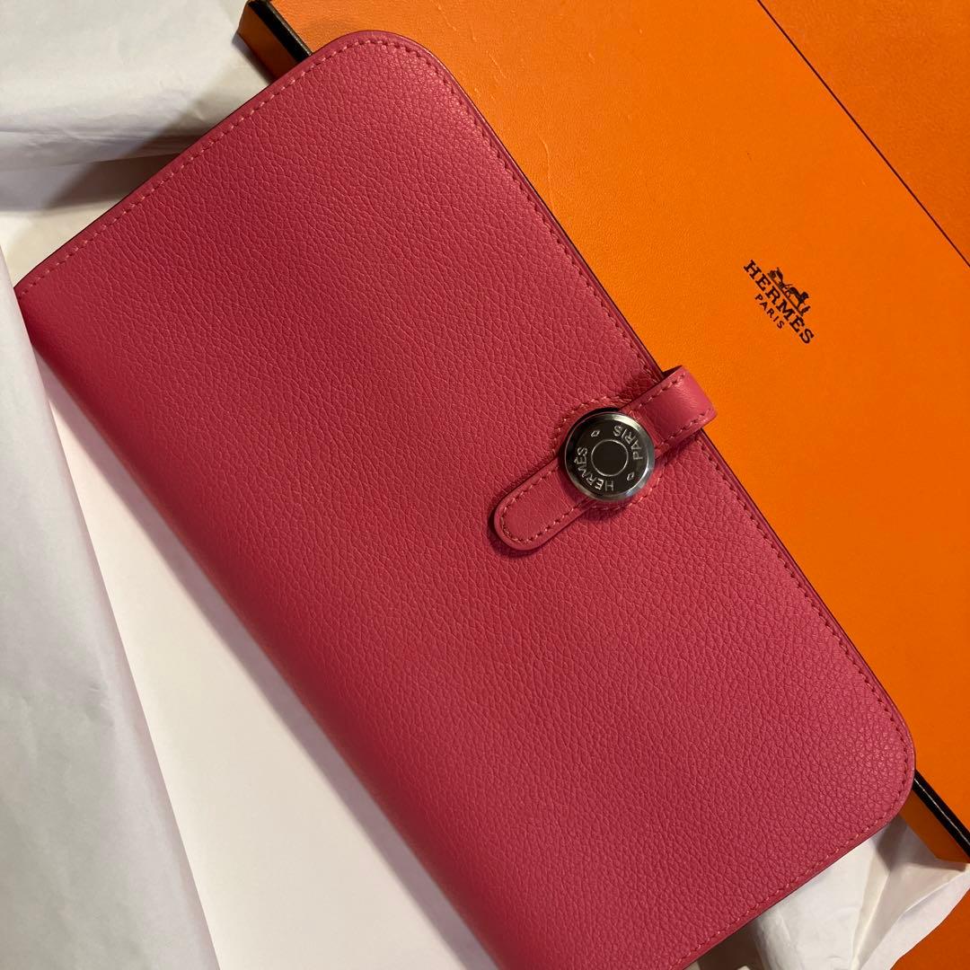 エルメス　ドゴンロング　長財布　ローズアザレア