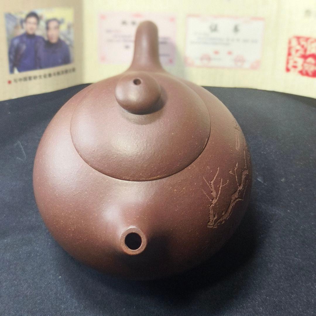 宜興紫砂壺 作品名高西施 老紫泥急須 工芸士陶剣 李暁璐合作 鑑定書付蒐集家放出