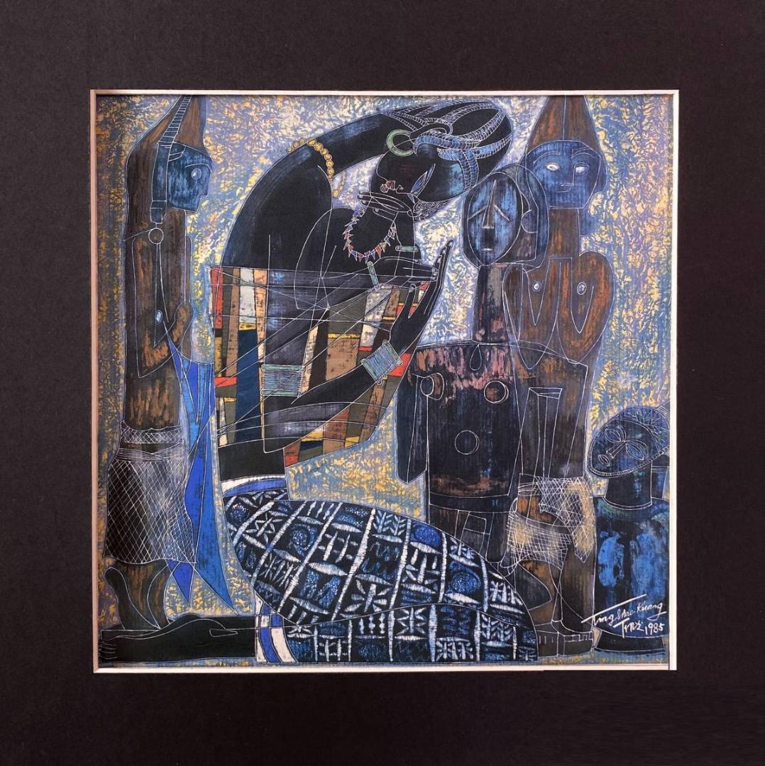 丁紹光、『接吻』、希少な画集より、新品額装付、マット額装付き