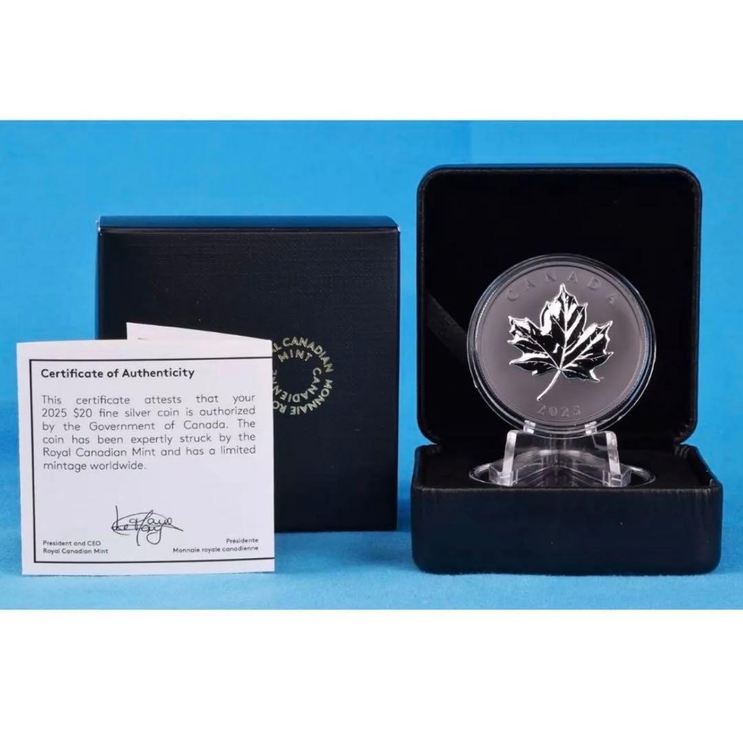 カナダ エレガントメイプルリーフ 銀貨 ブラックロジウム 艶消しプルーフ 保証書
