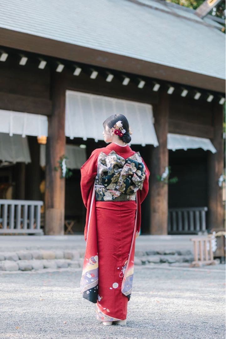 ⭐︎可愛い赤振袖フルセット⭐︎京都きもの友禅 金駒刺繍 古典柄 暈し染め 後撮り1回