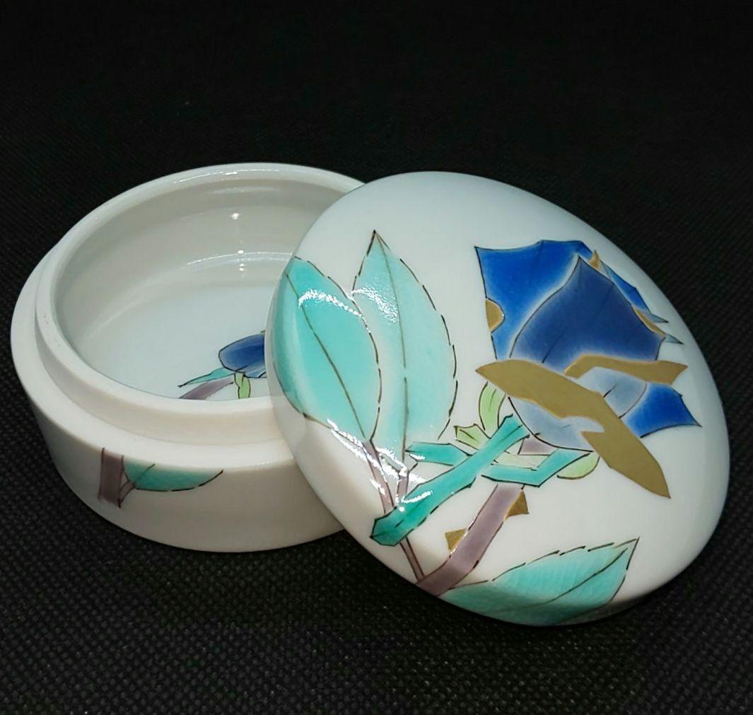 【未使用】山岸大成 九谷焼 色絵薔薇 ボンボニエール 陶箱 小物入れ