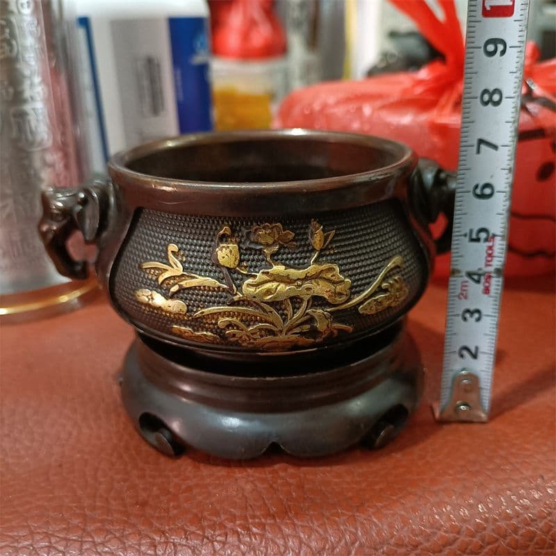 銅器 香炉 象耳彫花香炉 套炉 線香炉 装飾品 工芸品 置物