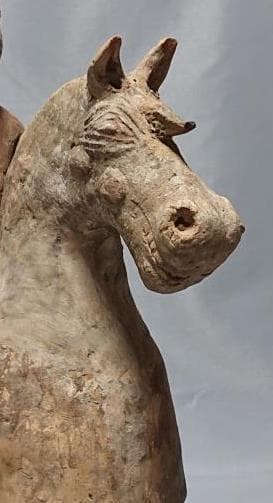 コレクター収集品　東漢時代　加彩　騎馬　陶俑　37cm