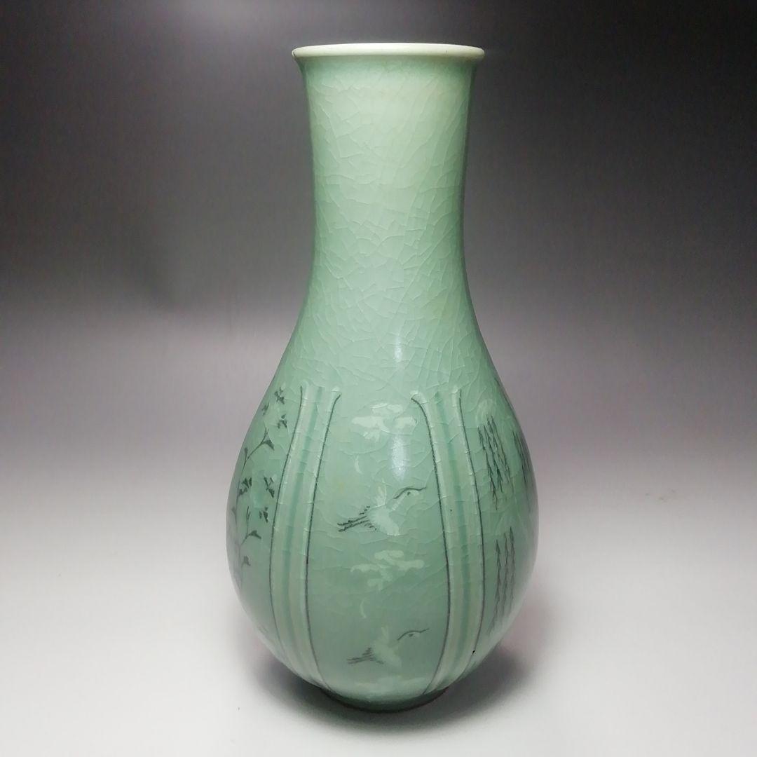 Ｓ３５７　皆具　『韓国陶芸家』『青磁』『青珍陶芸』『梁命煥作』　共箱　茶道具