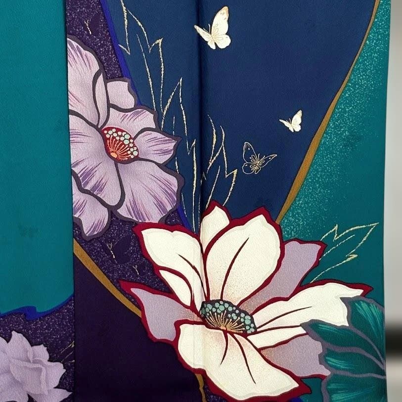 ゆりのはな　森英恵　HANAE MORI　本振袖　京友禅金彩加工　正絹　J703