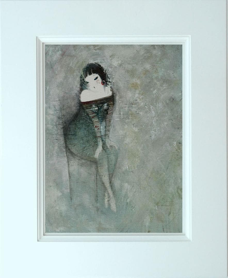 油絵 菅家令子 絵 絵画 インテリア 額付(白) F6-081012 人物 女性