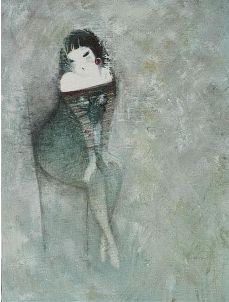 油絵 菅家令子 絵 絵画 インテリア 額付(白) F6-081012 人物 女性