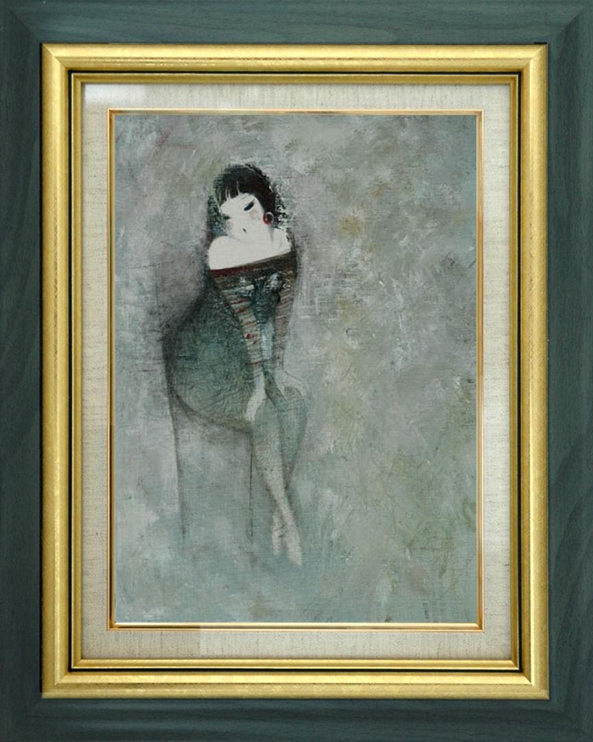 油絵 菅家令子 絵 絵画 インテリア 額付(白) F6-081012 人物 女性