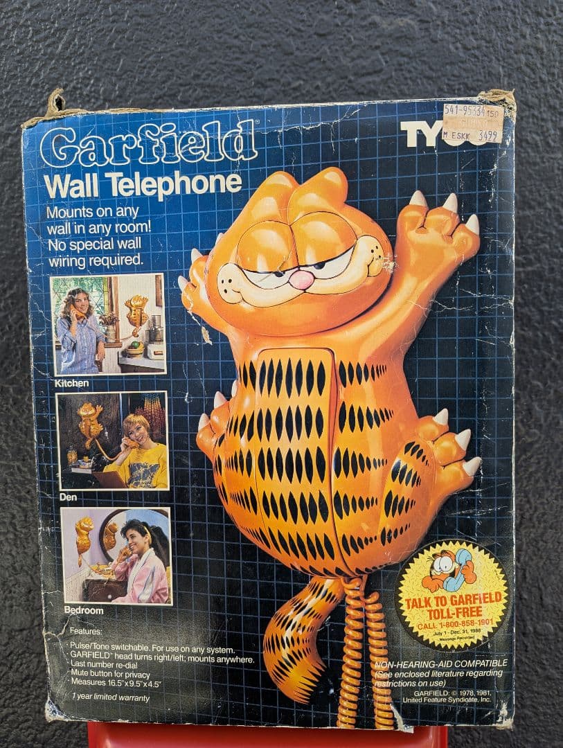 【ガーフィルド、超レア壁掛け電話機(ジャンク品)】1981 米国買付け 中古美品