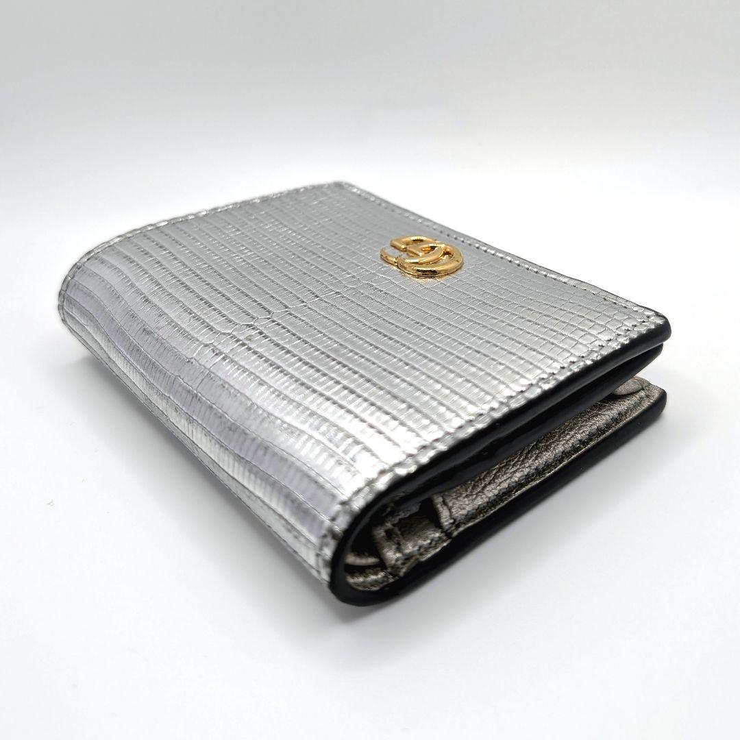 ✨️希少な新品!✨️グッチ　GGマーモント　リザード　シルバー　456126