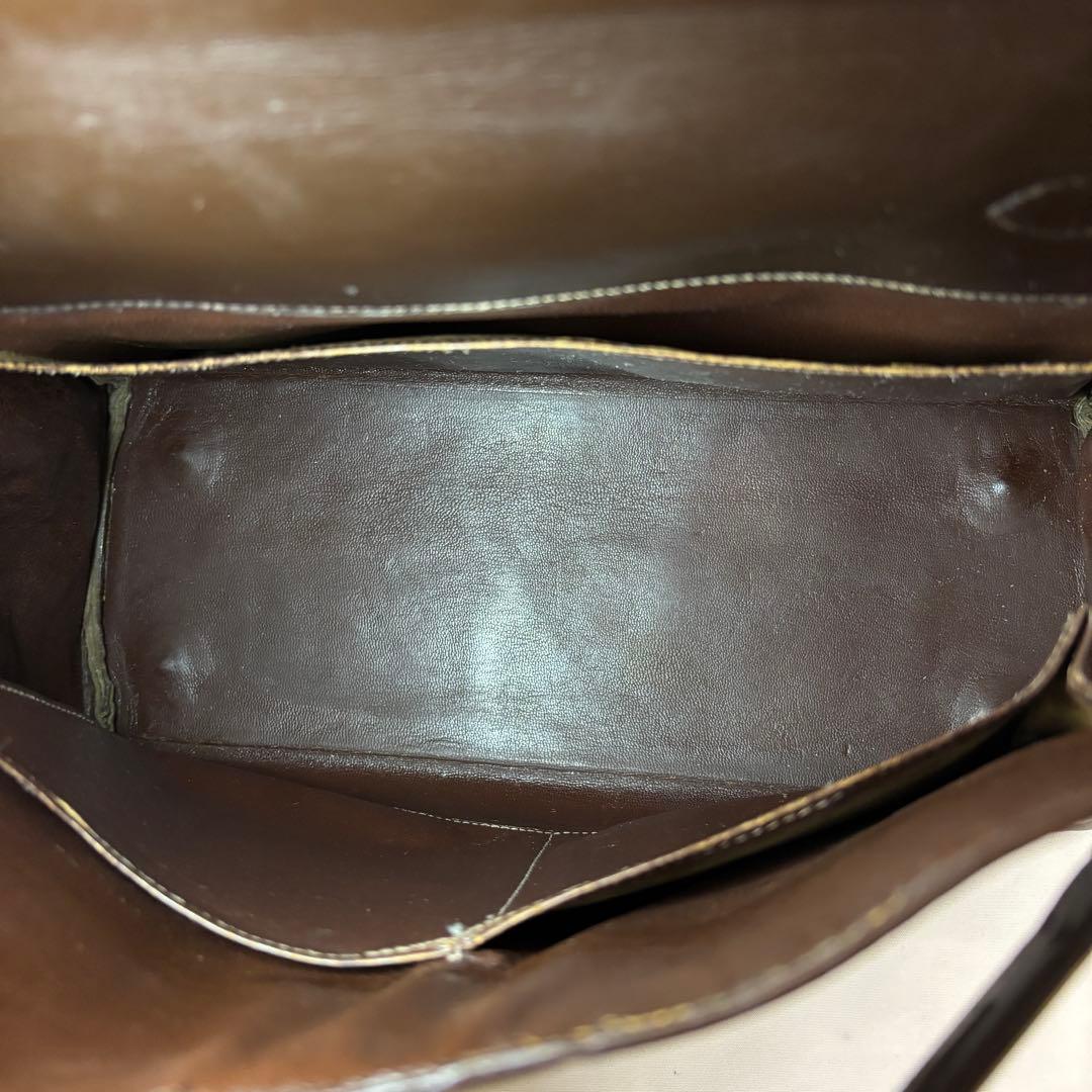 エルメス ケリー28 ルトゥルネ ボックスカーフ ブラウン レザー ハンドバッグ