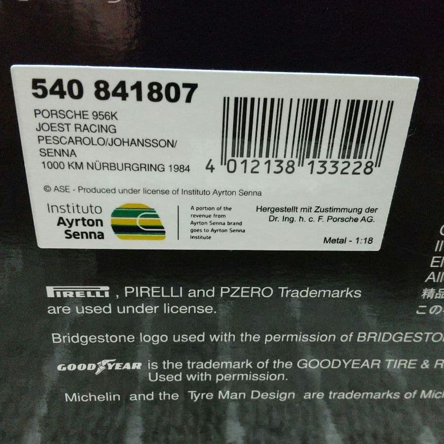 アイルトンセナ限定品 ミニチャンプス　ポルシェ956K ニュル1000km