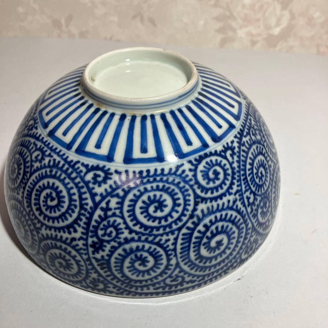 古伊万里染付蛸唐草文磁器中鉢