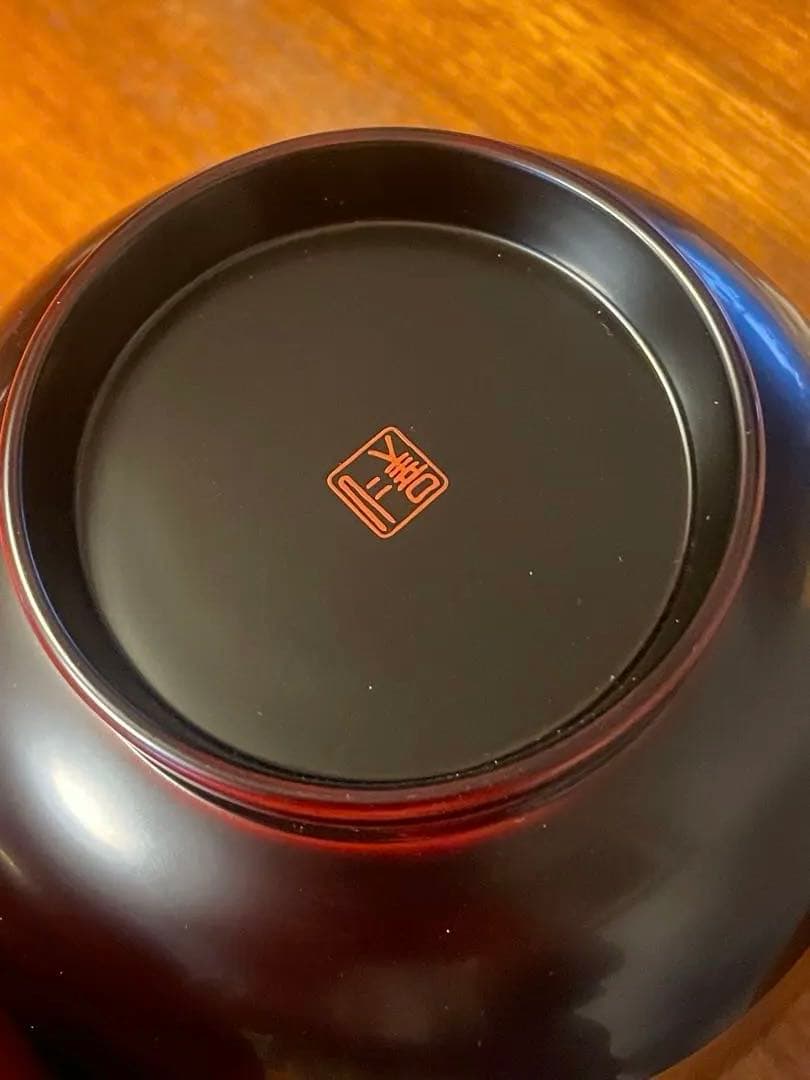 輪島屋善仁　福々椀　洗朱塗 ・溜内黒塗 2個セット