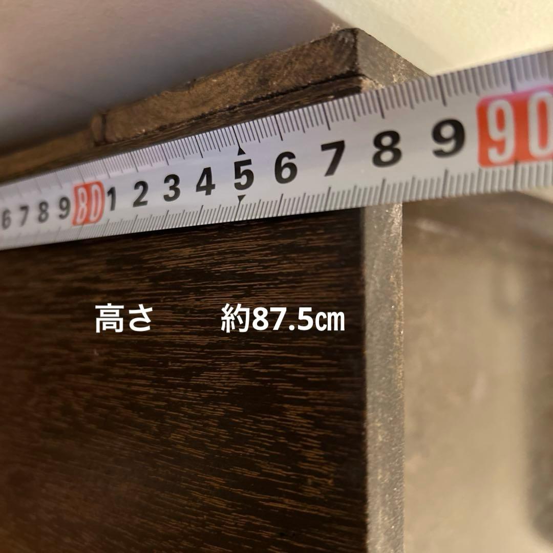 本棚　アンティーク　木製ガラス扉キャビネット 引き出し付き　収納棚　古道具