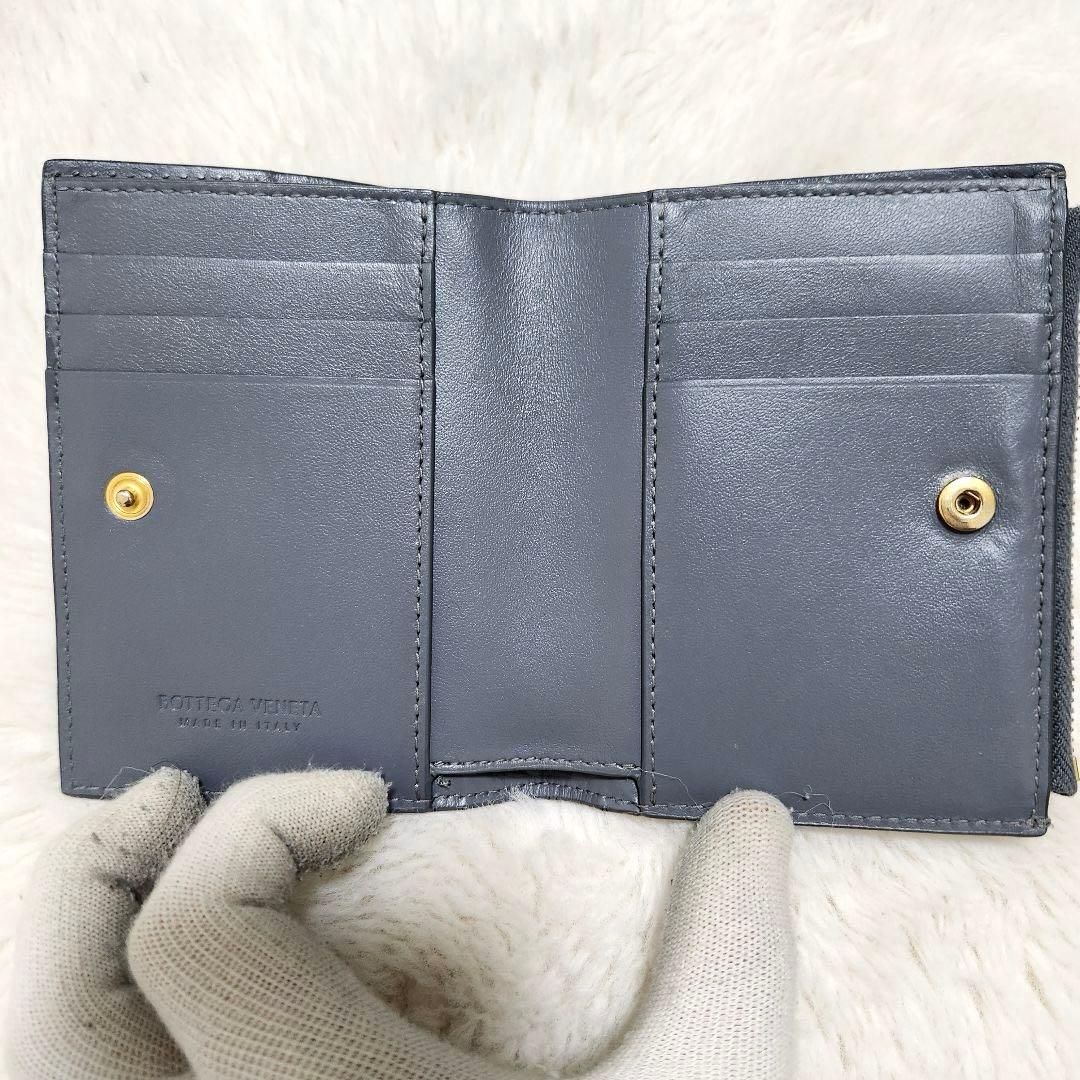 ✨極美品　RFID搭載✨ボッテガ　二つ折り　カセット　イントレチャート　グレー