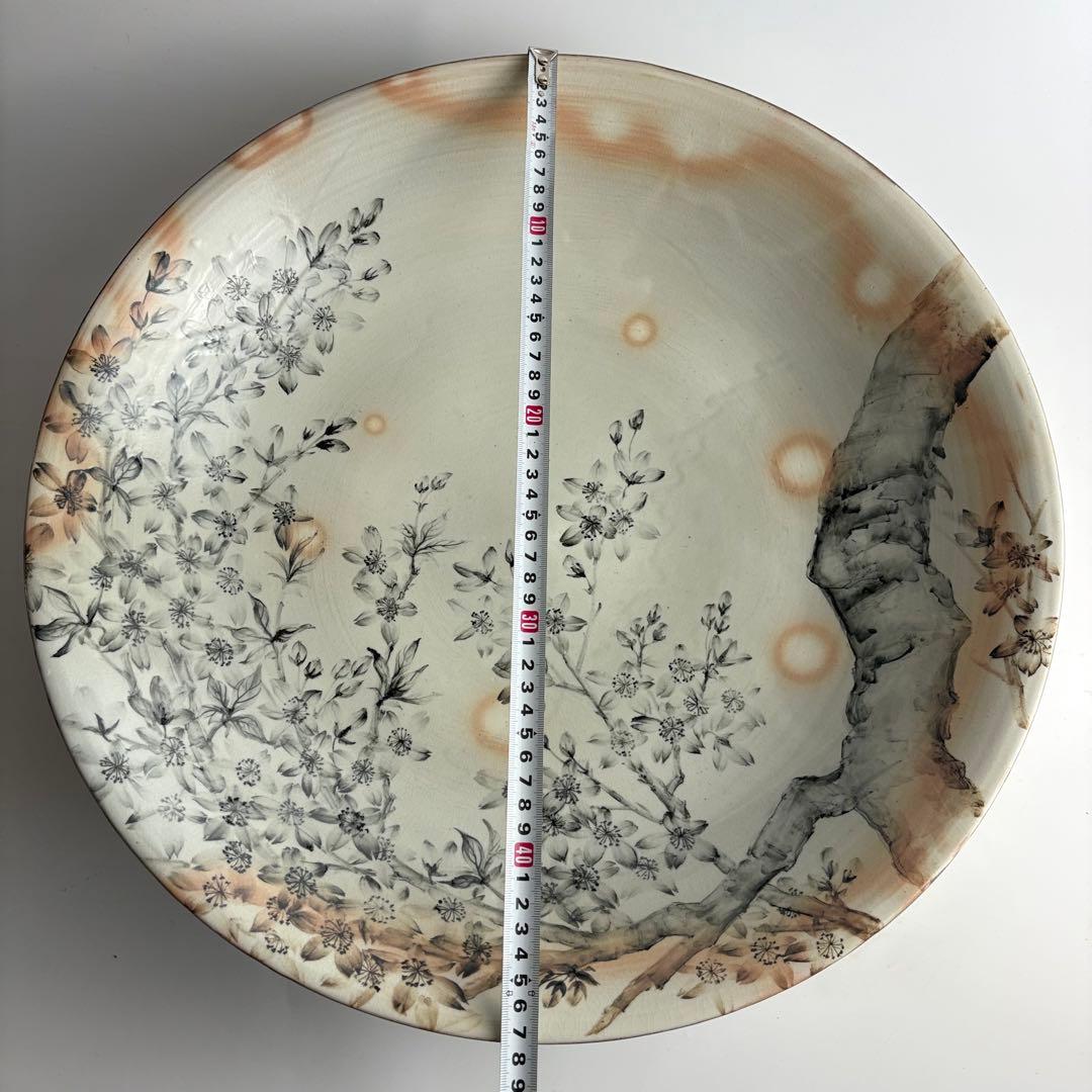 平安 清泉 鉄絵桜花 大皿 共箱 飾皿