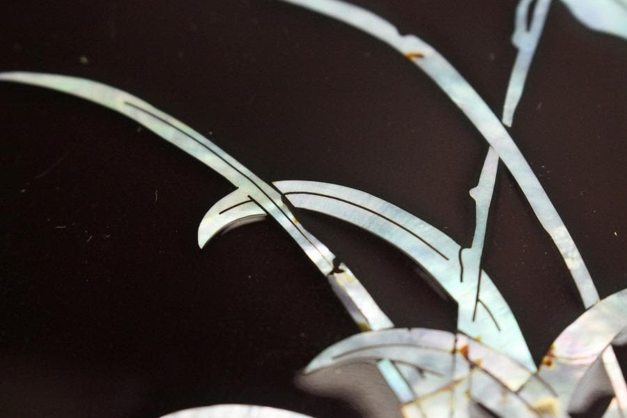 朝鮮 韓国 螺鈿 竹笹 蓋物(A848)