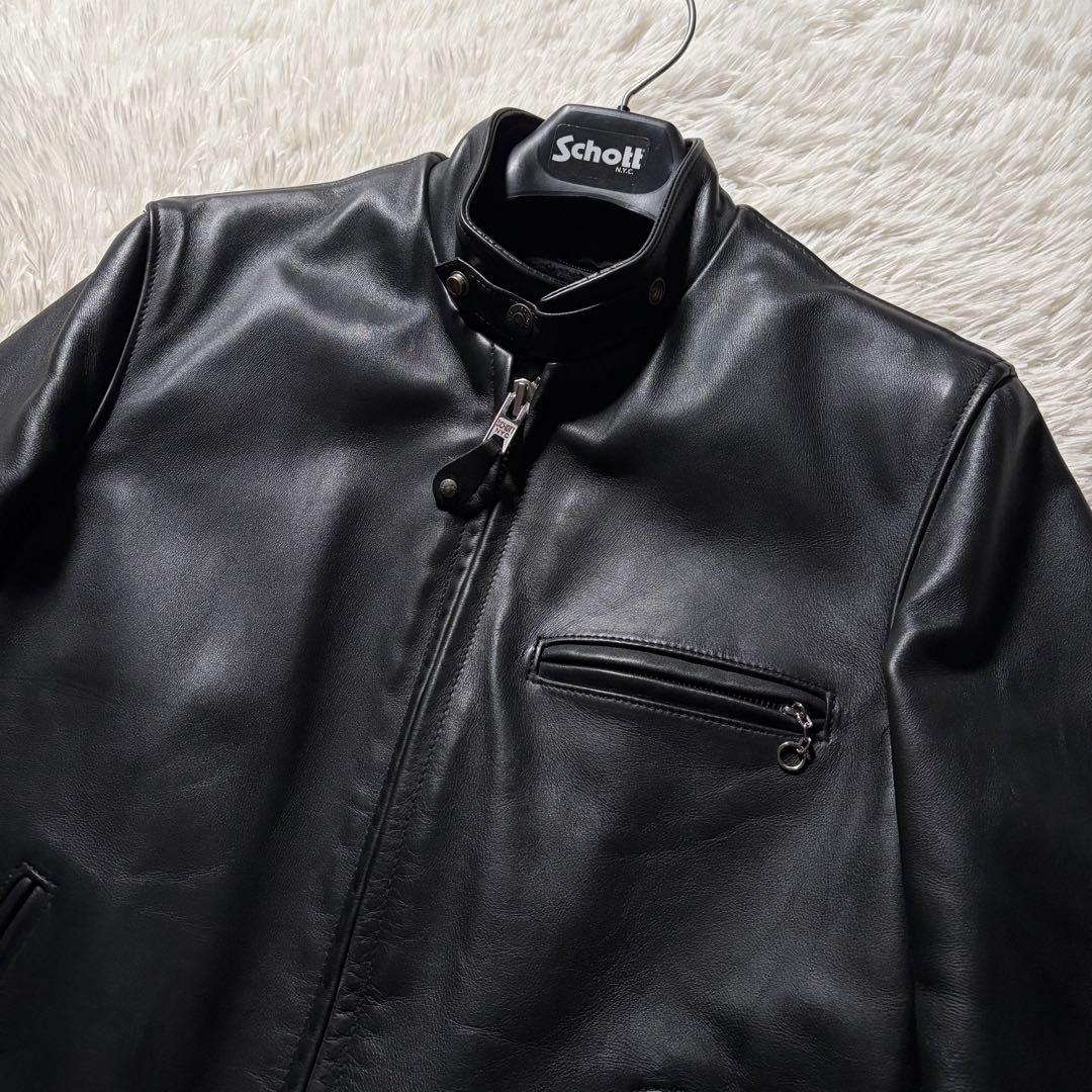 【美品/新型】schott ライダースジャケット　641 本革　黒　米国製　40