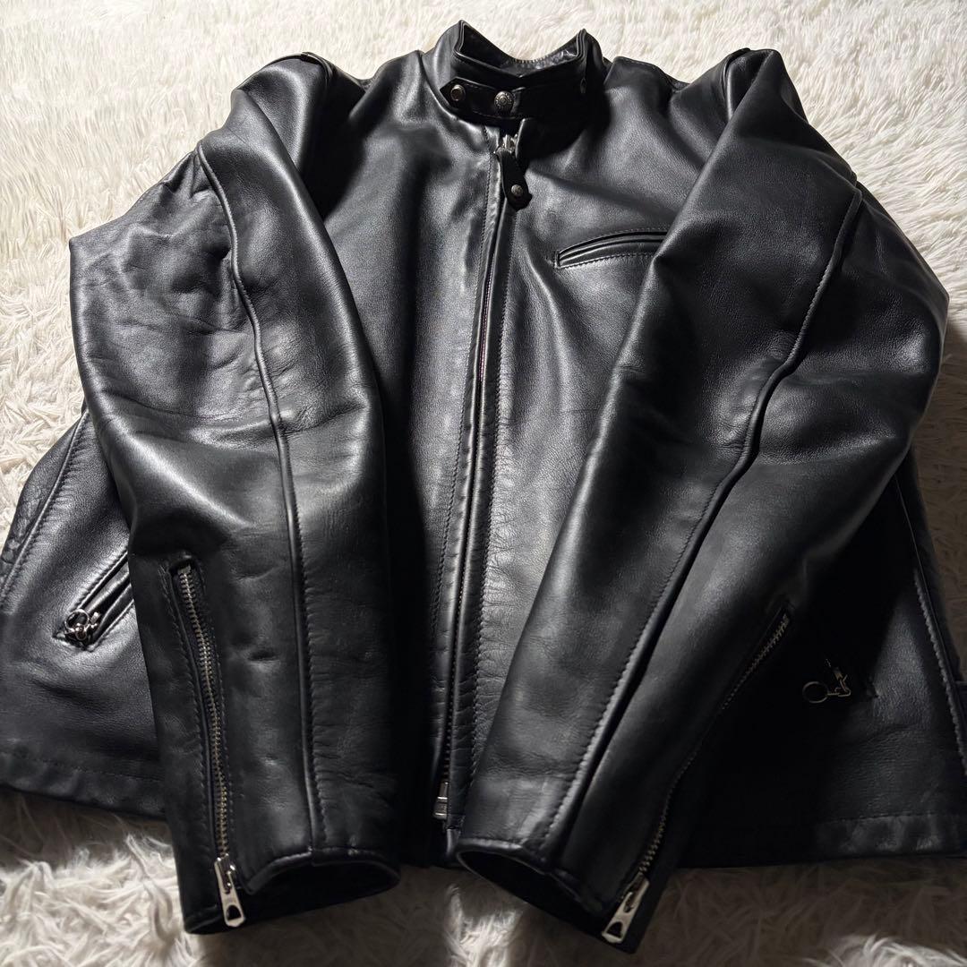 【美品/新型】schott ライダースジャケット　641 本革　黒　米国製　40