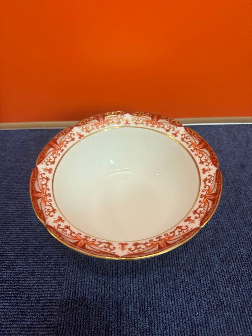 1721  其泉窯 赤濃 金彩 唐草　深鉢