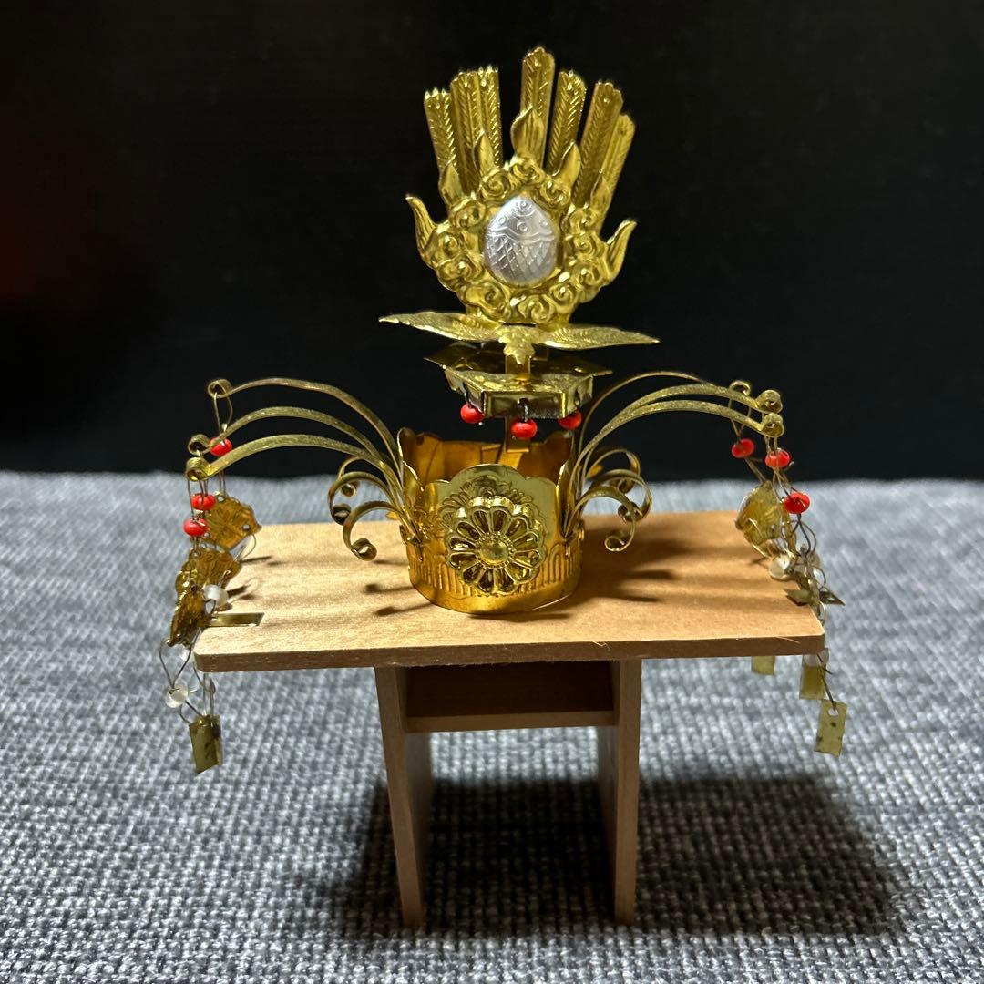 最終値下げ　8点セット 雛人形小道具　天冠飾り　お姫様冠　雛人形天冠　台座付き