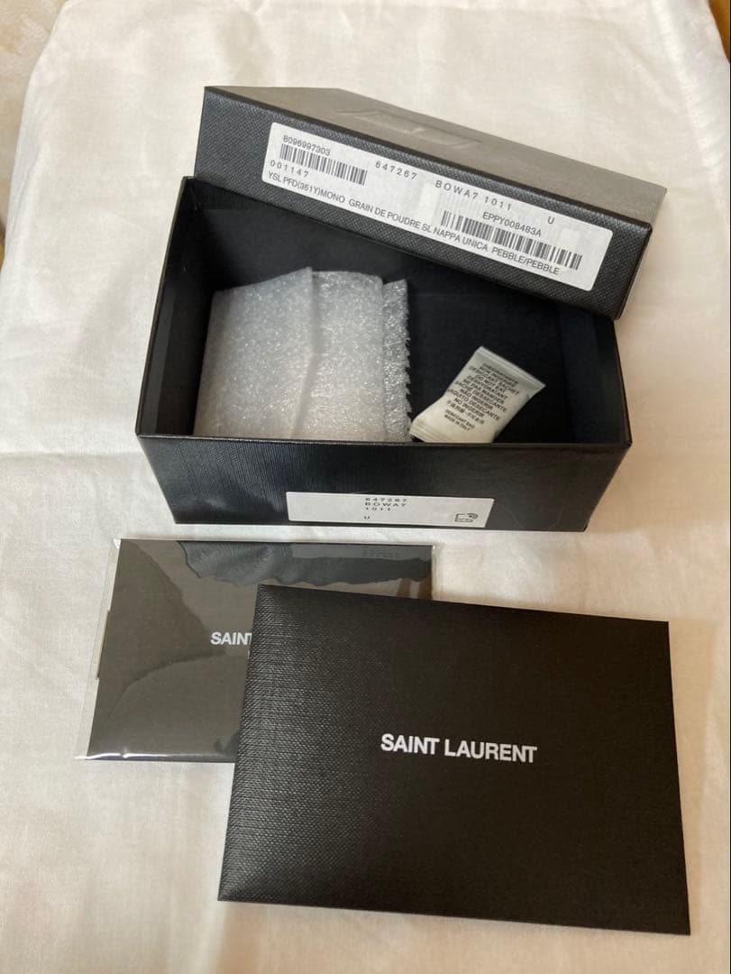 YSL カーキ　三つ折り財布 レザー　ミニ　財布　モノグラム