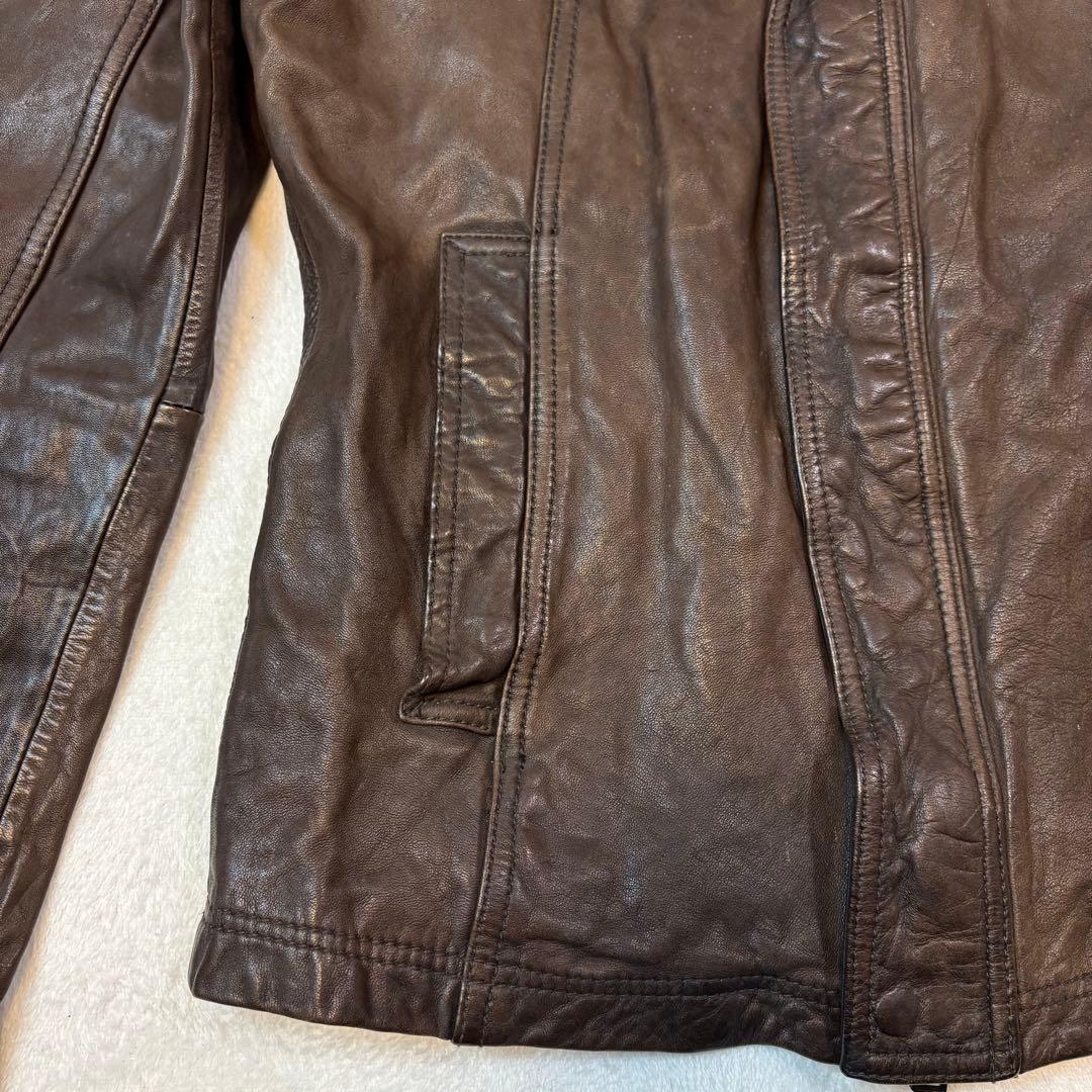 【高級馬革】5351プールオム　シングルライダース レザージャケット ブラウン