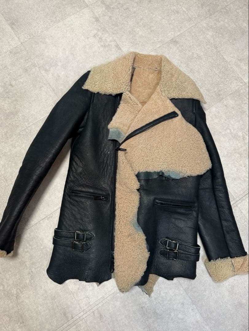 GalaabenD リアルムートン ライダースジャケット