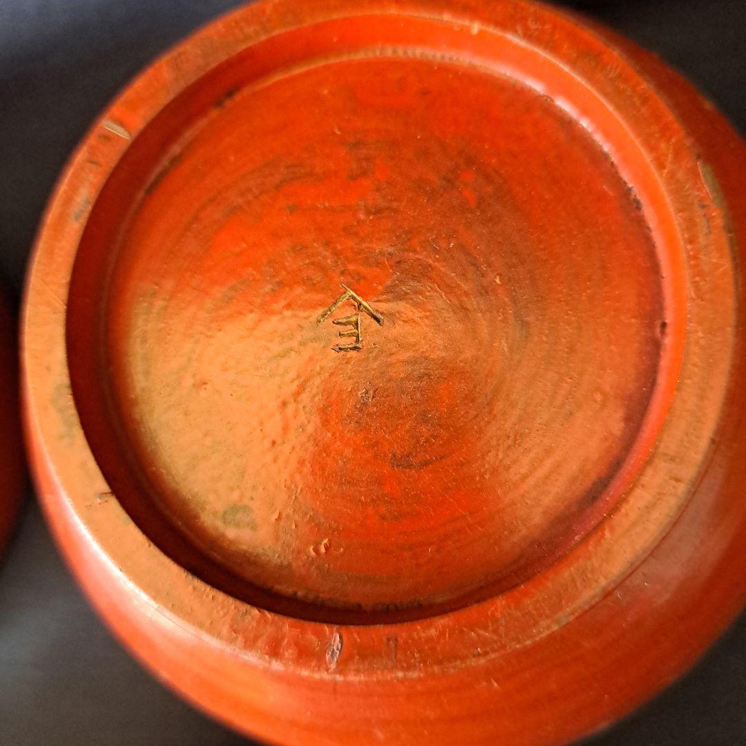 「根来(ねごろ)椀の渋み！」桃山時代？木製漆器(直径12cm) 5個セット 骨董