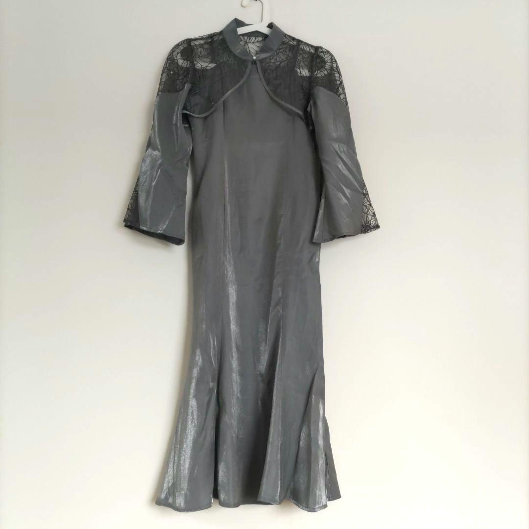 【LEJA】2点セット リーフ刺繍 パールボレロ付 マーメイドドレス 結婚式 S