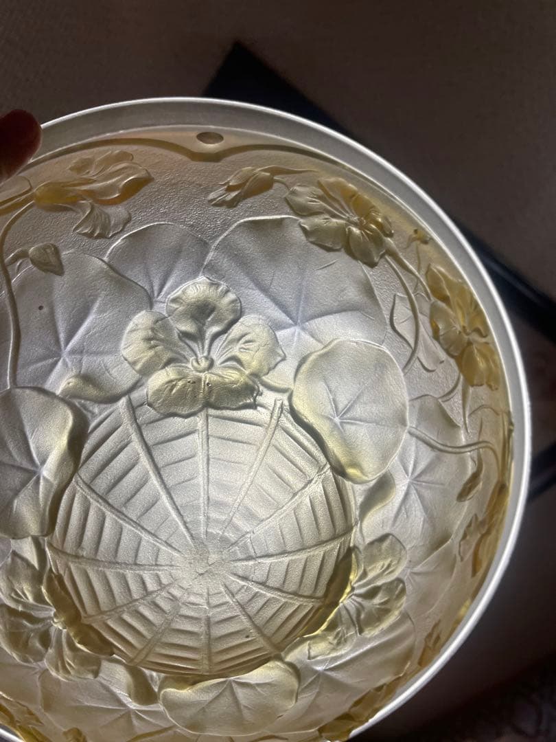 アールデコ　フロストガラス　吊り下げライトのガラス② アンバー