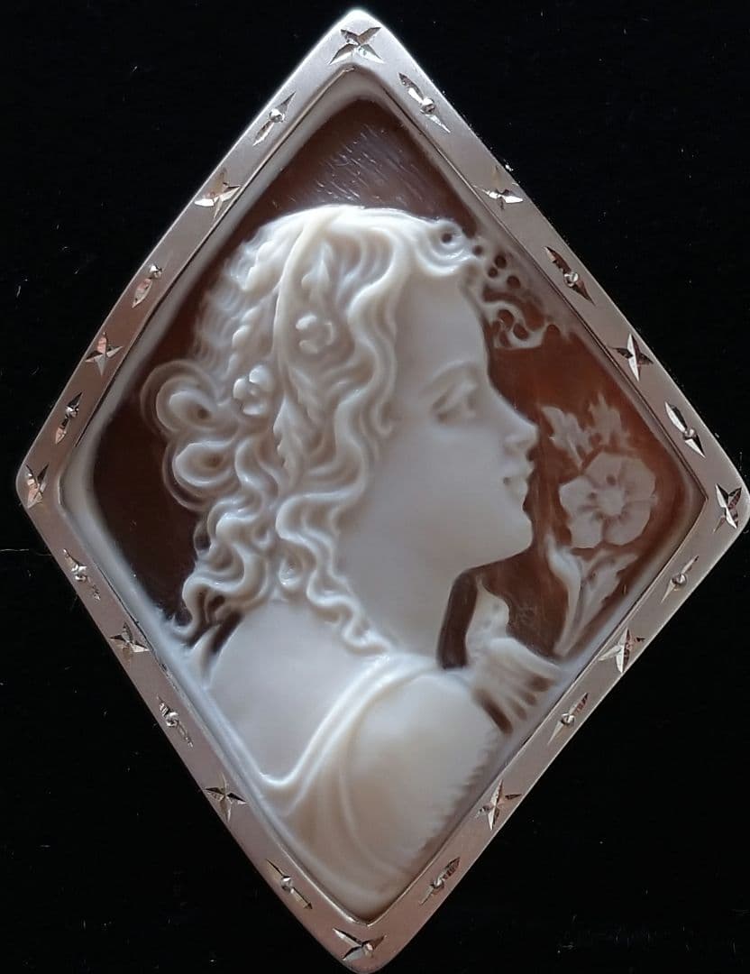 【鑑定書 説明書付き】作家 シェルカメオ K18WG ペルーソ.サルバトーレ