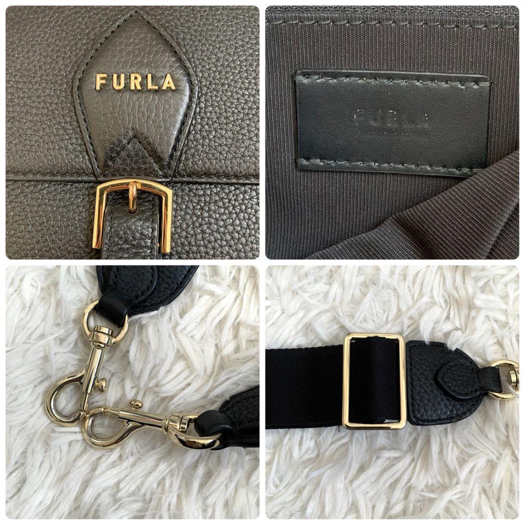 極美品✨ フルラ ウラニア ショルダーバッグ レザー 現行 レア ロゴ 黒