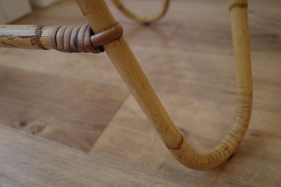 vintage ラタン ガラス △ サイドテーブル