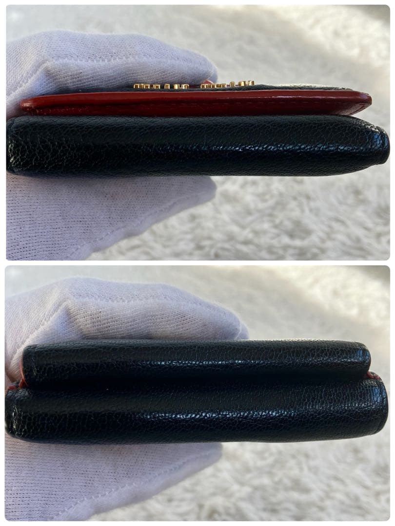 専用✨ ミュウミュウ マドラス　ラブレター ハート　3つ折り財布　ブラック