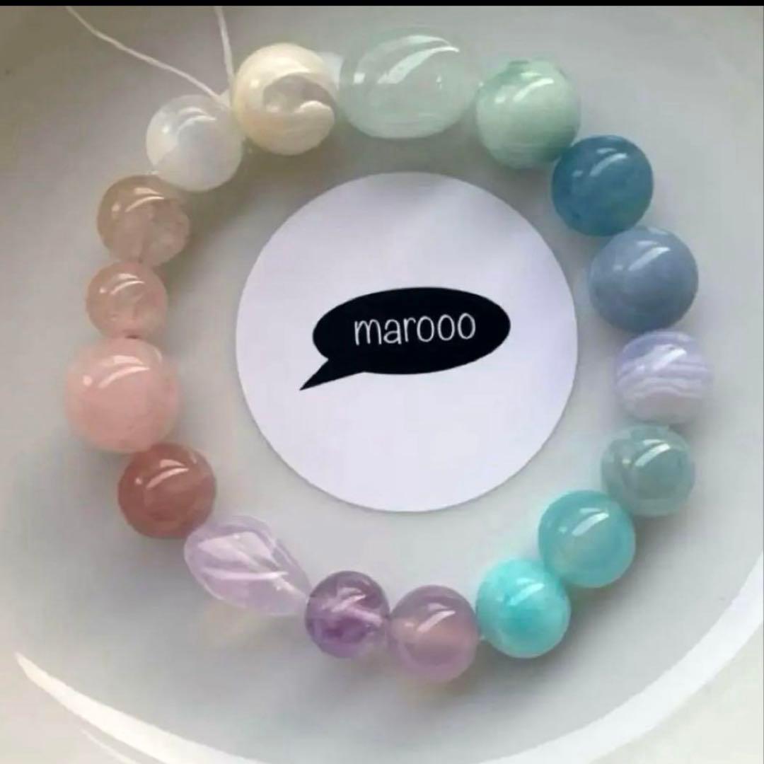 天然石ブレスレットタロガーネットディープローズクォーツアンバー水晶