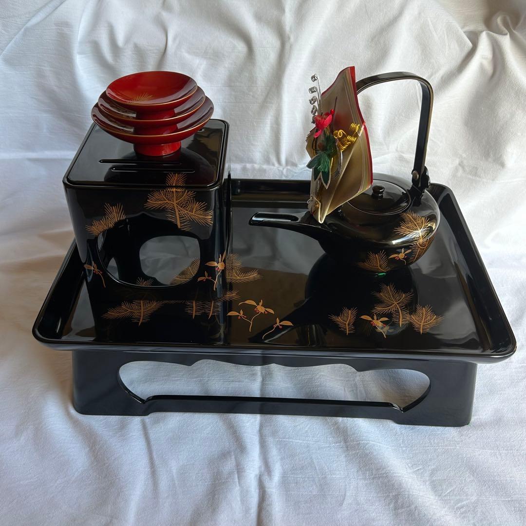 お屠蘇セット　おとそ　御屠蘇器　黒 木製 漆塗り