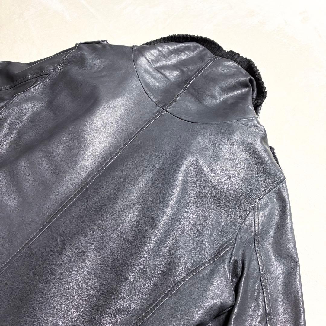 【美品】GIORGIO BRATO☆レザージャケット☆ライダース☆羊革☆墨黒☆