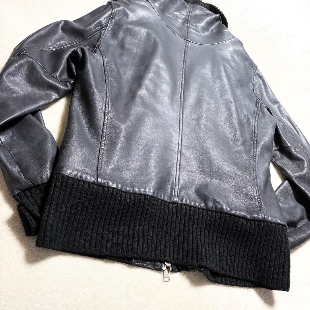 【美品】GIORGIO BRATO☆レザージャケット☆ライダース☆羊革☆墨黒☆