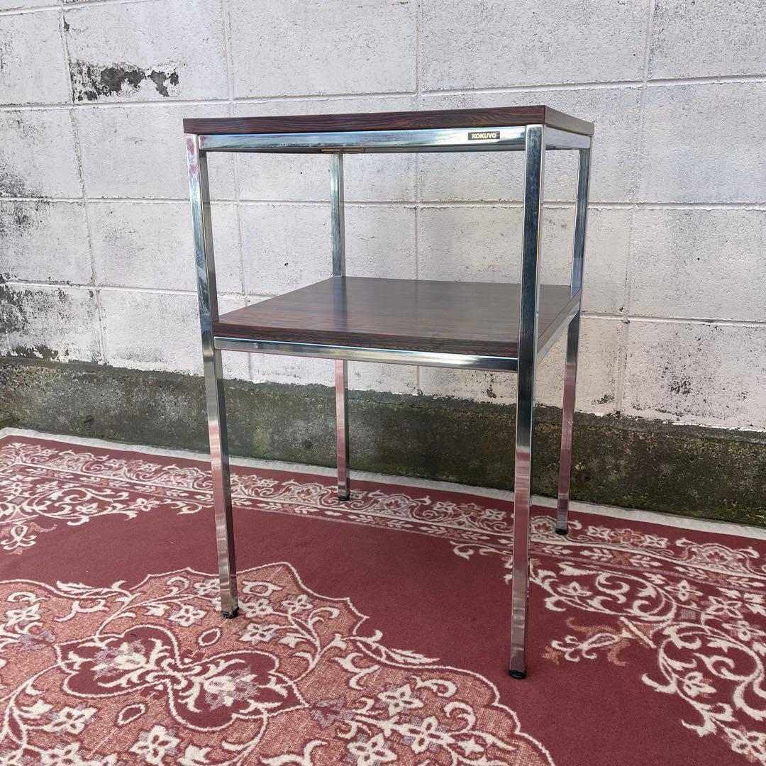 廃盤 KOKUYO コクヨ ◾️木調天板 レトロモダン サイドテーブル 2段
