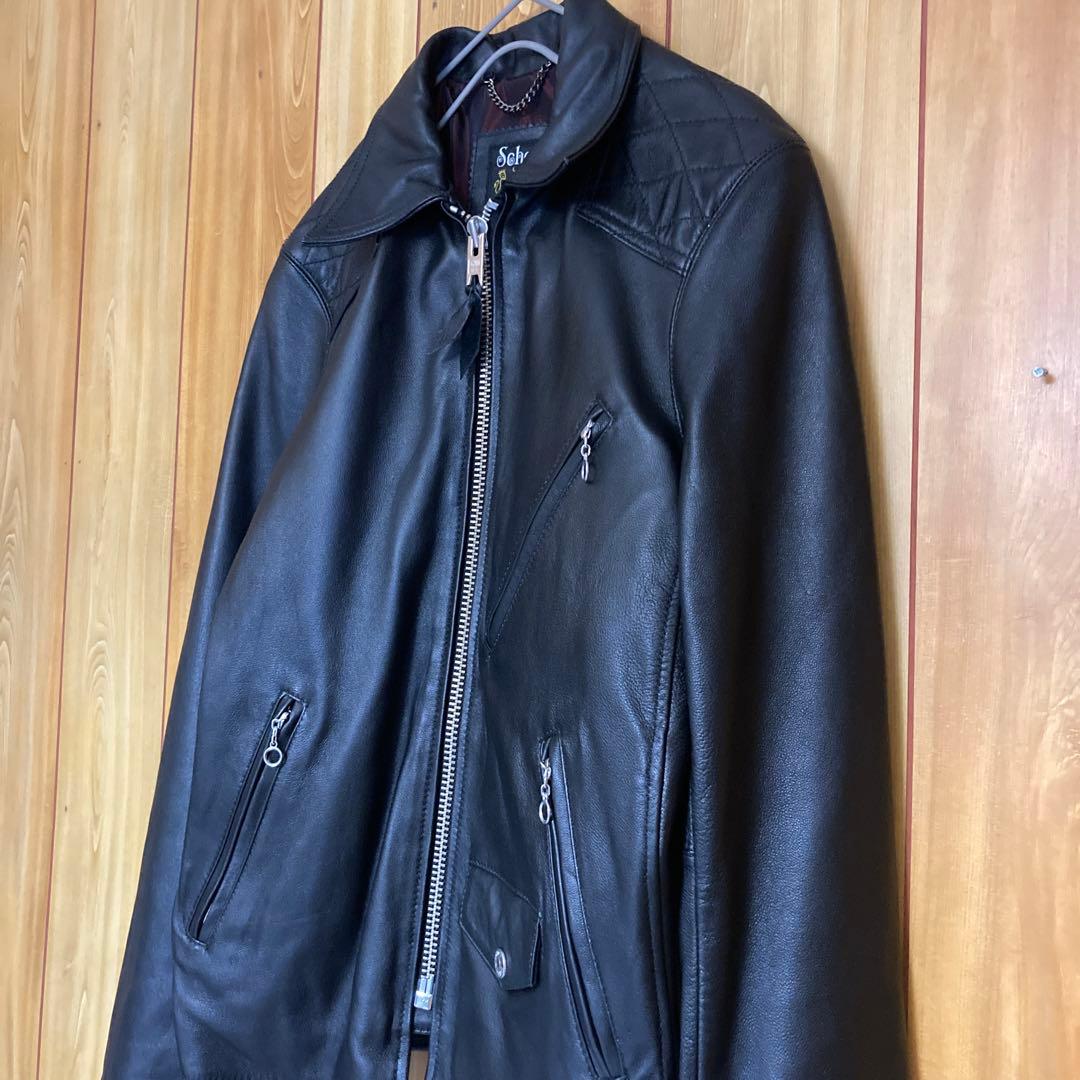 希少・極美品　ショット　羊革　パデッドトラッカージャケット シングルライダース