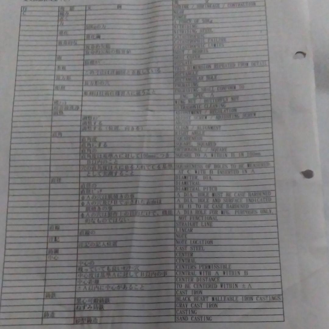 機械設計用、英語図面表現集