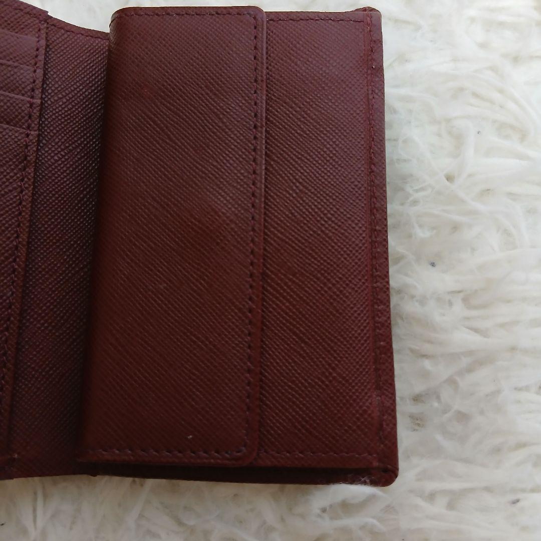 【美品】【BURBERRY】ノバチェック　３つ折り財布　ベージュ　ボルドー